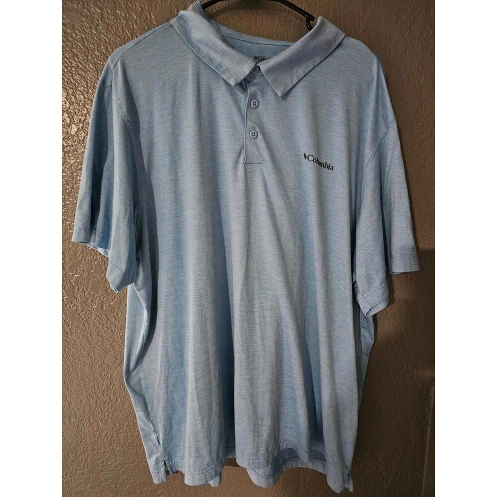 Men's Columbia Polo Shirt Rugby Omni-Wick Short Sleeve Size XXL Blue Collared